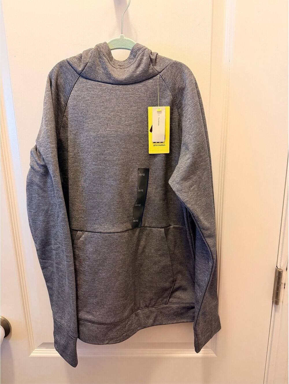 All In Motion Boys Pullover Hoodie Heather Gray Size L 10/12 Soft Athletic